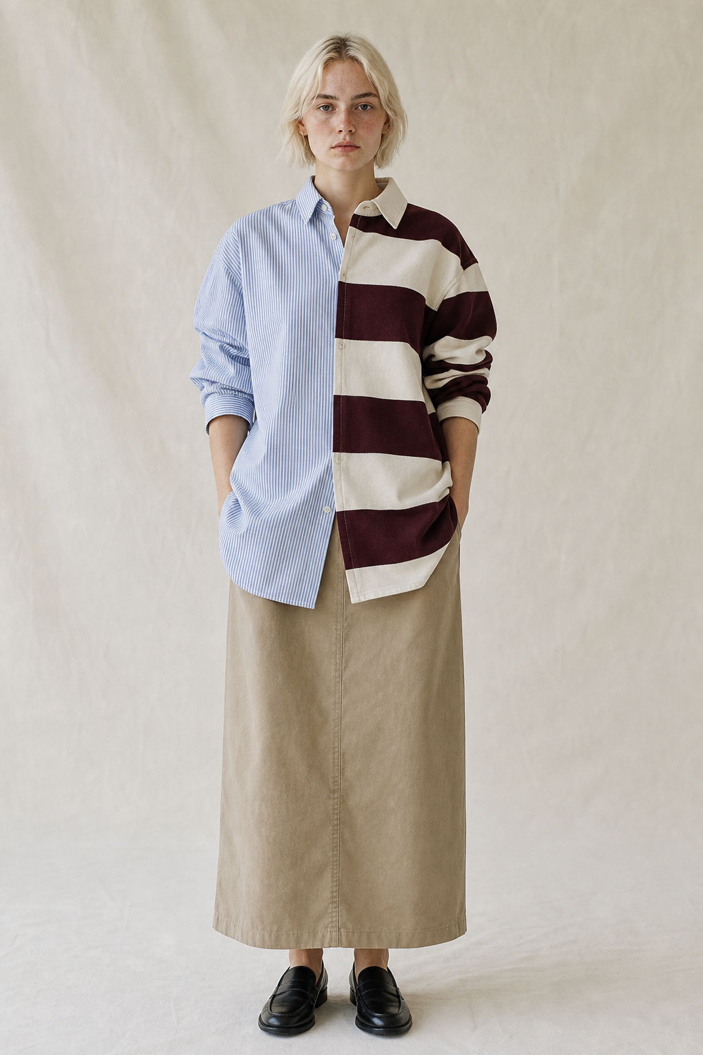 Look 04 — the spliced oxford and rugby shirt